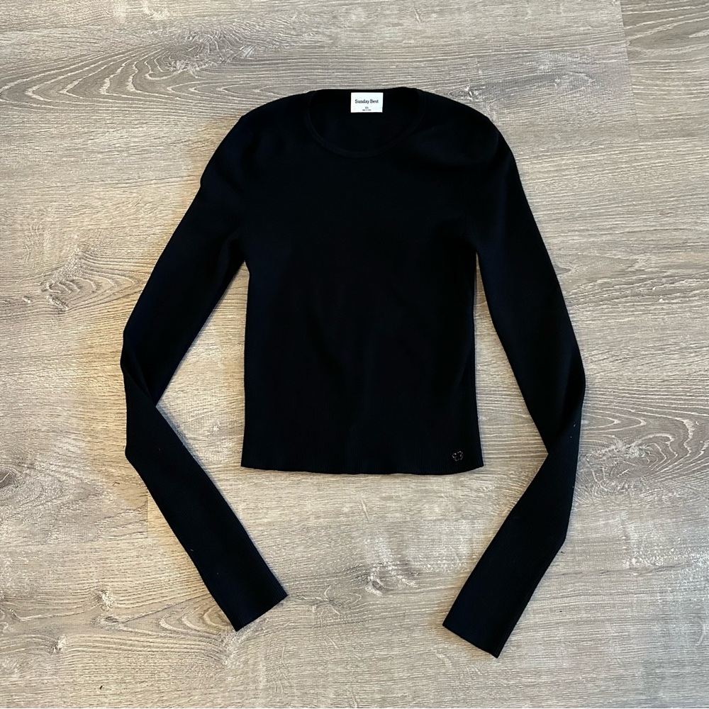 Sunday Best black crew sweater long sleeve top Size XS